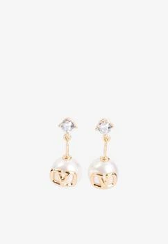 Valentino | VLogo Crystal and Pearl Earring,商家Thahab,价格¥2941