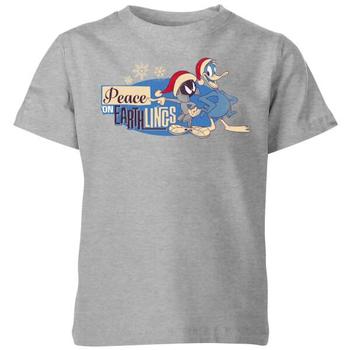 推荐Looney Tunes Peace Among Earthlings Kids' Christmas T-Shirt - Grey商品