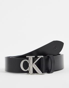 推荐Calvin Klein Jeans logo belt in black leather商品