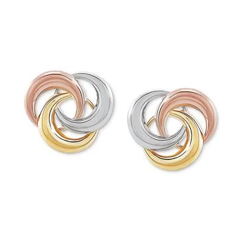 Macy's | Tricolor Love Knot Stud Earrings in 10k Gold, White Gold & Rose Gold,商家Macy's,价格¥1487