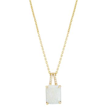 商品Opal (1-3/4 ct. t.w.) & Diamond (1/20 ct. t.w.) 18" Pendant Necklace in 14k Gold图片