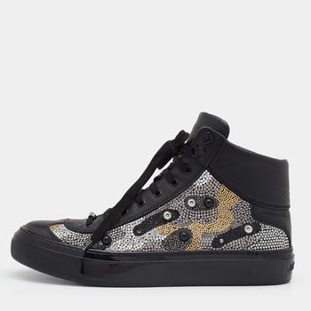 推荐Jimmy Choo Black Leather Argyle Embellished High Top Sneakers Size 43商品