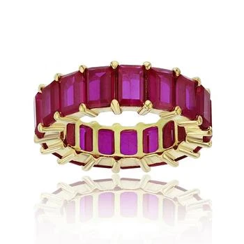 Macy's | Red Cubic Zirconia Eternity Band in 14k Yellow Gold Plated Plated Sterling Silver,商家Macy's,价格¥328