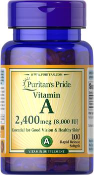 Vitamins & Supplements: Vitamin A 8,000 IU (2,400 mcg)