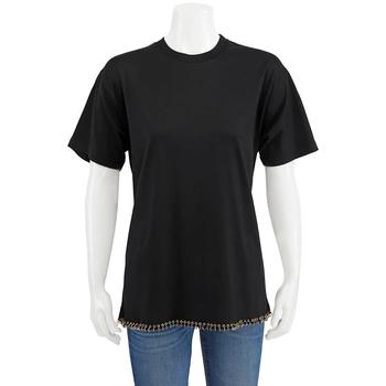 推荐Ladies Black Ring-pierced Cotton Oversized T-shirt商品