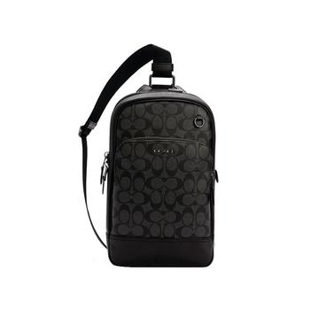 Coach腰包, Coach | 美国直邮COACH蔻驰灰色品牌logo男士胸包PVC拼皮时尚休闲C2932商品图片 额外8.2折x额外9折, 额外八二折, 额外九折