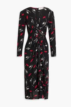 Diane von Furstenberg | Narcissa wrap-effect printed crepe midi dress 5.5折×额外8折x额外9.5折, 额外八折, 额外九五折