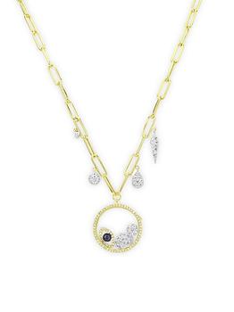 商品Two-Tone 14K Gold, 0.49 TCW Diamond, & Blue Sapphire Shaker Pendant Necklace图片