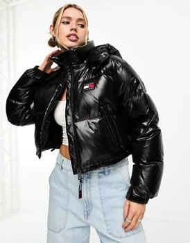 推荐Tommy Jeans Alaska cropped puffer jacket in black商品