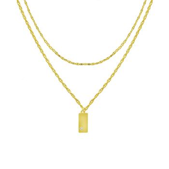 Essentials | Double Strand Chain Necklace with Pendant Drop, Gold Plate 16"+2" extender商品图片,5折×额外8折, 额外八折