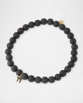 Sydney Evan | Men's Black Onyx Beaded Bracelet with 14K Gold Enamel Chai Charm,商家Neiman Marcus,价格¥2199