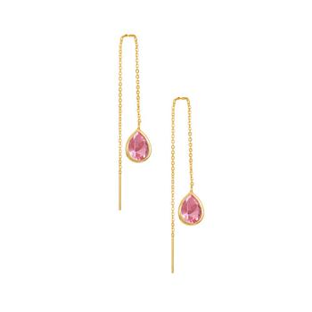 商品Ettika Jewelry | Barely There Chain Pink Cubic Zirconia 18K Gold Plated Dangle Earrings,商家Macy's,价格¥251图片