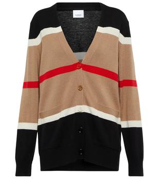 Burberry | Striped cashmere and silk cardigan商品图片,
