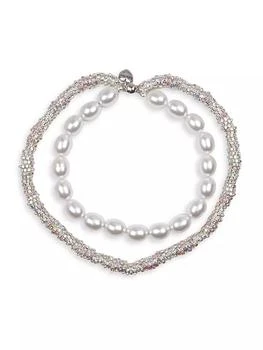 Julietta | Eva Silvertone, Crystal & Faux Pearl Necklace,商家Saks Fifth Avenue,价格¥2626