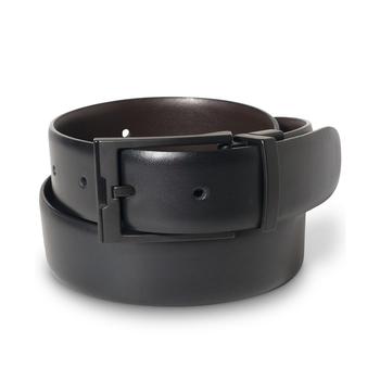 商品Men's Matte Black Reversible Buckle Leather Belt图片