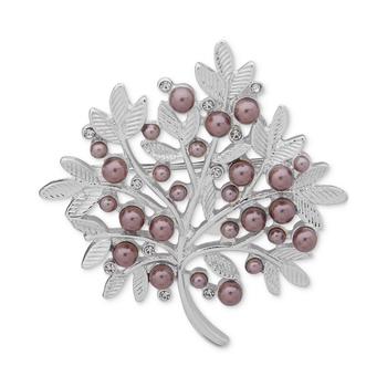 商品Anne Klein | Silver-Tone Imitation Pearl Tree Branch Pin,商家Macy's,价格¥216图片