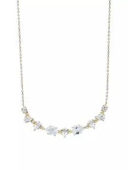 Anzie | Mélia 14K Yellow Gold & Clear Topaz Curved Bar Pendant Necklace,商家Saks Fifth Avenue,价格¥9377