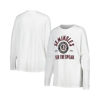 League Collegiate Wear | Women's White Distressed Florida State Seminoles Clothesline Oversized Long Sleeve T-shirt,商家Macy's,价格¥265