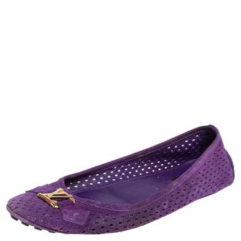 lv女鞋, [二手商品] Louis Vuitton | Louis Vuitton Purple Perforated Suede Ballet Flats Size 39商品图片 4.8折