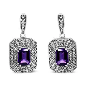 Haus of Brilliance | .925 Sterling Silver Diamond Accent And 7x5mm Purple Amethyst Stud Earrings I-J Color, I2-I3 Clarity,商家Verishop,价格¥3934