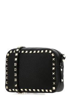 推荐Black leather Rockstud crossbody bag商品