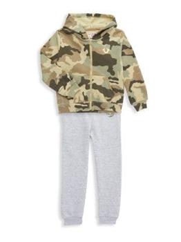 推荐Little Boy's 2-Piece Camo Hoodie & Heathered Joggers Set商品