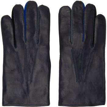 Navy Concertina Leather Gloves product img
