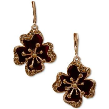 Lonna & Lilly | Gold-Tone Burgundy Flower Drop Earrings 独家减免邮费