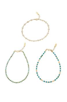 商品Ettika Jewelry | Turquoise Malibu Breeze 18k Gold Plated Anklet Trio,商家Verishop,价格¥443图片