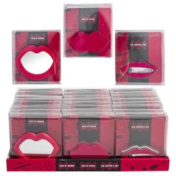 Regent Products | Beauty Combo Lip Shape 3 Assorted Sponge Clip & File Mirror with Insert Cosmetic Art - Pack of 24,商家Premium Outlets,价格¥259