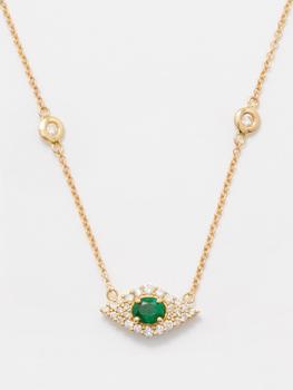 商品Jacquie Aiche | Evil Eye diamond, emerald & 14kt gold necklace,商家MATCHESFASHION,价格¥34576图片