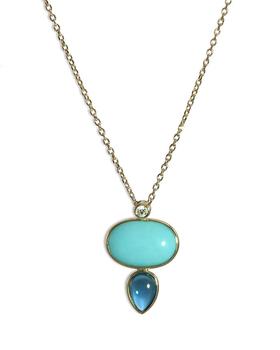 商品Bloomingdale's | Turquoise, London Blue Topaz & Diamond Pendant Necklace in 14K Yellow Gold, 17" - 100% Exclusive,商家Bloomingdale's,价格¥12052图片