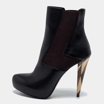 Fendi | Fendi Black Leather Ankle Boots Size 40商品图片,8.1折