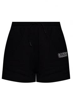 Ganni | Ganni Black Logo-Embroidered Cotton Shorts, Size X-Small商品图片,6.9折