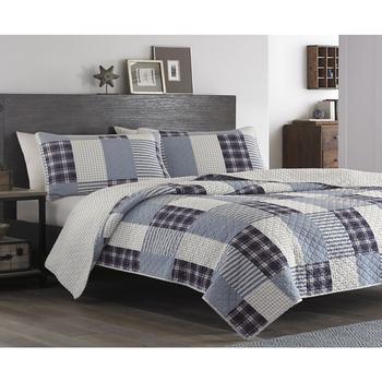 Eddie Bauer是什么牌子, Eddie Bauer | Camano Island Plaid Purple Reversible 2-Piece Twin Quilt Set商品图片 