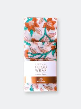 商品3 Pack Beeswax Food Wraps Orange and Teal Floral,商家Verishop,价格¥176图片