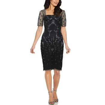 Adrianna Papell | Papell Studio Mesh-Sleeve Beaded Dress 