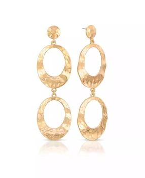 Ettika Jewelry | 18K Gold-Plated Hammered Double Oval Link Drop Earrings,商家Macy's,价格¥283