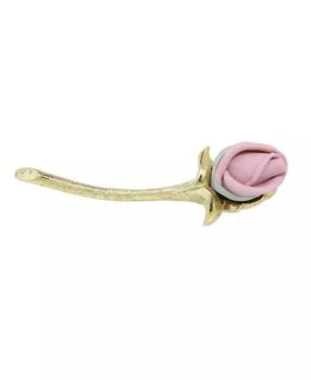 2028 | Gold-Tone Pink Long Stem Genuine Porcelain Rose Pin,商家Macy's,价格¥238