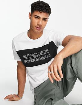 Barbour International, Barbour International | Barbour International panel logo t-shirt in white商品图片 