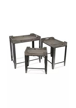 商品Contemporary Home Living | Set of 3 Gray Rustic Nesting table with Side Handles 24.5",商家Belk,价格¥1995图片