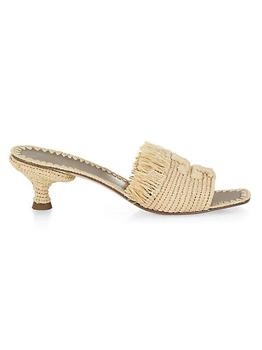 tory burch eleanor北京, Tory Burch | Eleanor Raffia Kitten-Heel Mules商品图片 7折
