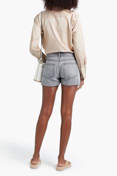 FRAME | Le Grand Garcon Short faded frayed mid-rise jean shorts商品图片,3折