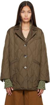 Ganni | Brown Quilted Blazer商品图片,6.1折