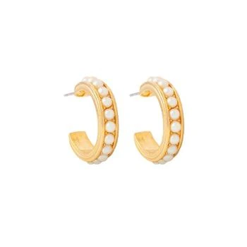 推荐1990s vintage gold pearl hoop earrings商品