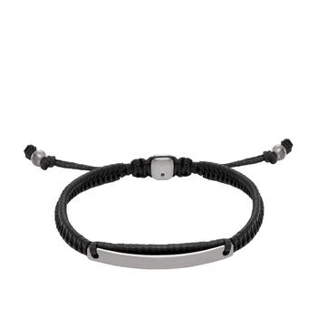 Fossil | Fossil Men's Elliott Black Leather ID Bracelet,商家Premium Outlets,价格¥219