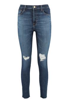 J Brand | J Brand Leenah Distressed High-Rise Skinny Jeans商品图片,5.7折