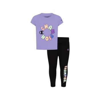 CHAMPION | Baby Girls Rainbow Bubble Short Sleeves T-shirt and Leggings, 2 Piece Set商品图片,5折