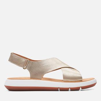 clarks女鞋怎么样, Clarks | Clarks Women's Jemsa Cross Leather Sandals - Champagne商品图片 5.9折