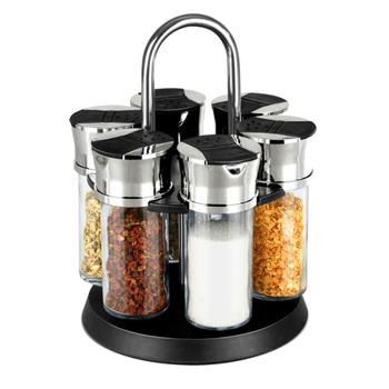 商品Home Basics | Home Basics Compact Carousel 6-Jar Spice Rack with Steel Carrying Handle, Black,商家Premium Outlets,价格¥151图片